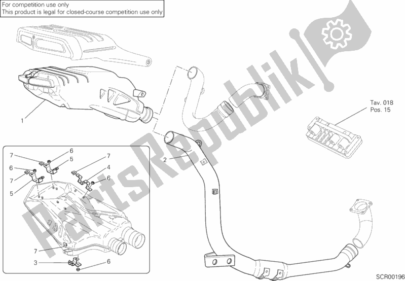 Tutte le parti per il Impianto Di Scarico Carboino del Ducati Superbike 749 R USA 2006